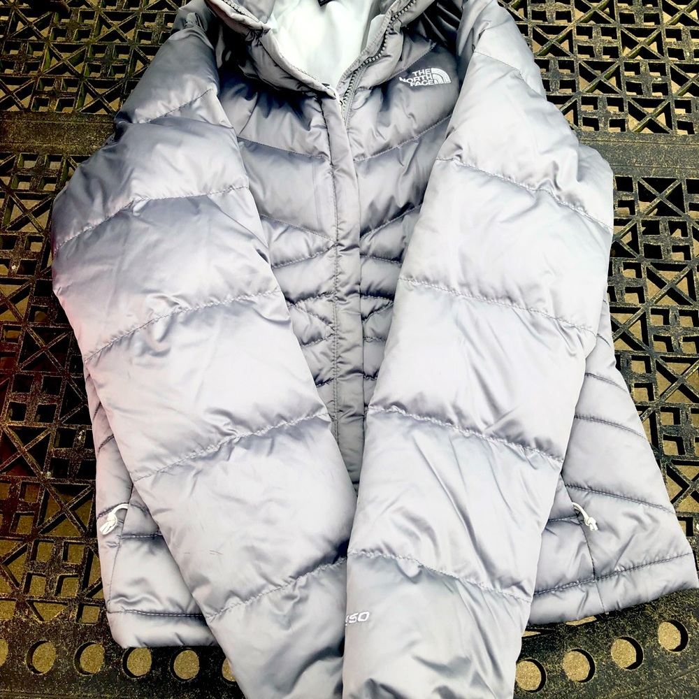 Grey/silver north face jacket